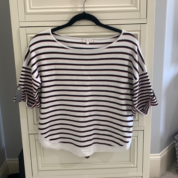 Black and White Striped Sweater T-Shirt - Picture 1 of 4